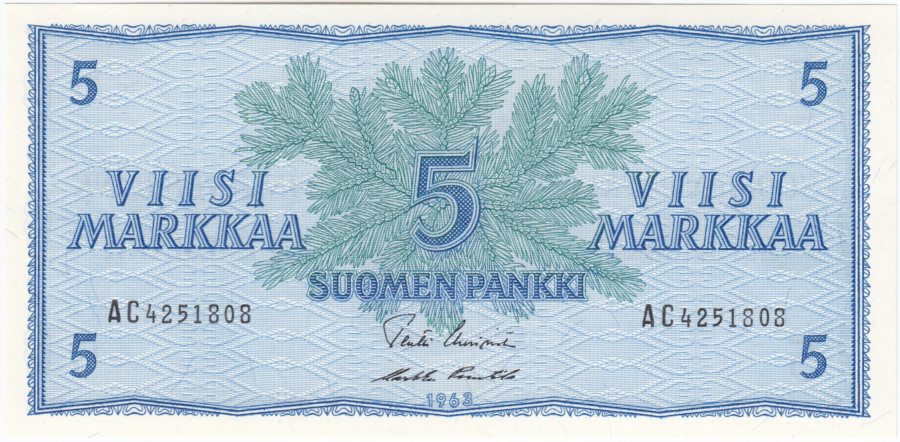 5 Markkaa 1963 AC4251808 kl.9